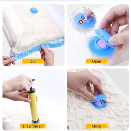 3/5Pcs New Vacuum Storage Bags with Hand Pump for Comforters Clothes Pillow Bedding Blanket Storage Saver 80% More Compression