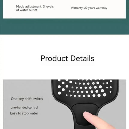 Adjustable Shower Head With 3 Modes Large Flow Shower Head High Pressure Water Saving Shower Faucet Bathroom Accessories