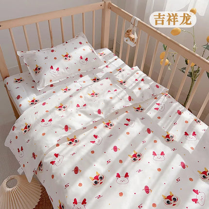 3Pcs Set Newborn Baby Bedding Sets Cotton Cartoon Printing Infant Toddlers Bed Sheet Pillowcase Duvet Cover Case Blanket Kids