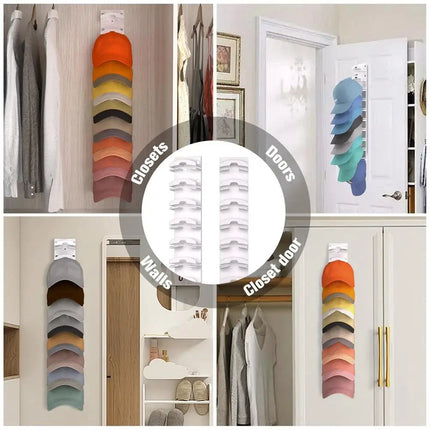 Wall-mounted Baseball Cap Storage Rack Punch-free Baseball Cap Organizer With Adhesive Can Accommodate 10 Hats Home Storage