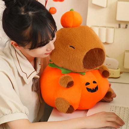 25-60cm Creative Fun Halloween Capybara Plush Doll Pillow Pumpkin Capybara Plush Toy Holiday Decoration Gift For Boys And Girls