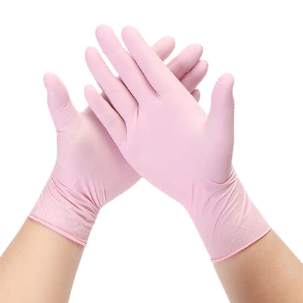 50PCS Pink Nitrile Disposable Gloves Household Gloves for Cleaning Kitchen Cooking Beauty Nail Hair Dye Tattoo Latex Powder Free