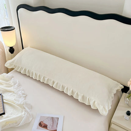 Length Sleeping Pillowcase with Ruffle Winter Couple Double Fleece Flannel Warmth Big Size Pillow Covers Home Bedding 45*180cm