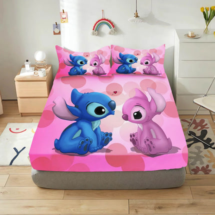Stitch Fitted Sheet Bedding Set Bedding Sets  Comfortable Soft 3-Piece Set With Pillowcase