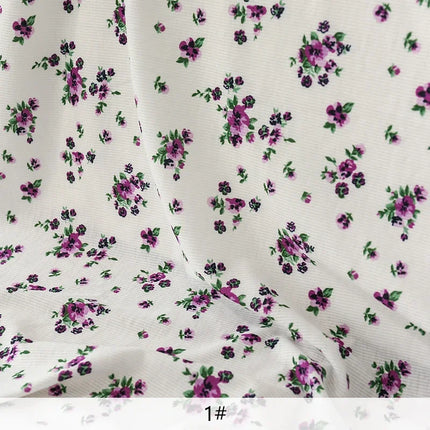 140x50/200cm Small Floral Print Ribbed Stretch Knit Fabric For Sewing Clothes，Bedding, Dress Handmade DIY Fabric TJ1593