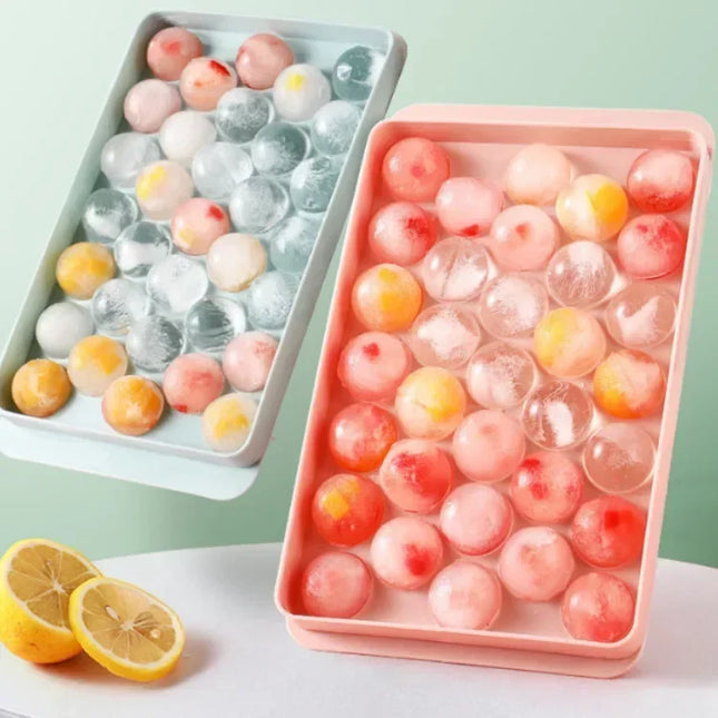 Round Ice Cube Tray with Lid Plastic Diamond Style 3D Ice Mold Refrigerator Spherical DIY Moulds Ice Ball Maker Kitchen Tools
