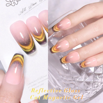 BORN PRETTY 10ml Rainbow Purple Water Light Cat Magnetic Gel Nail Polish Shining Sliver-light Holographics Semi Permanent UV Gel