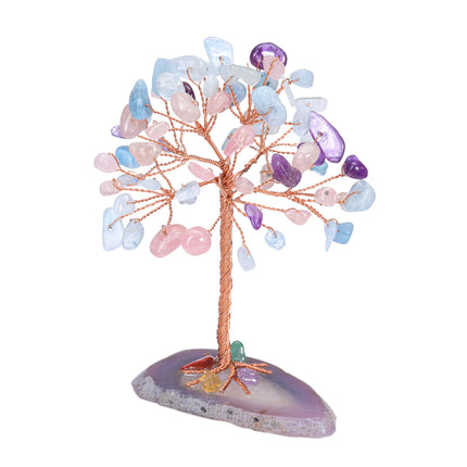 Amethyst Crystal Healing Tree on Agate Slice Base Mini Decor