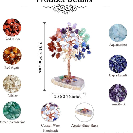 Amethyst Crystal Healing Tree on Agate Slice Base Mini Decor
