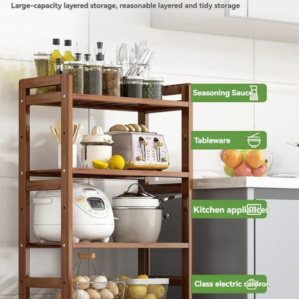 Kitchen shelf, floor standing multi-layer product collection, household pot seasoning shelf, fruit and vegetable bowl and dish s