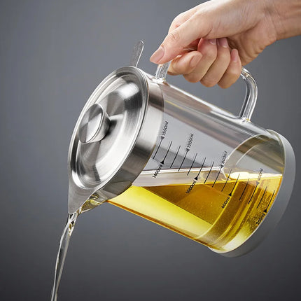GIANXI Glass Oil Filter Kitchen Seasoning Tank Oil Tank Impurity Separator Fine Mesh Oil Filter Container Cooking Tool