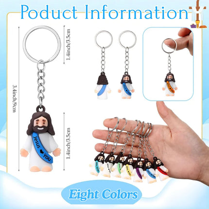 24-120 PCS Little Jesus Keychain Jesus Loves You Figures Mini Jesus Figures in Bulk For Church Baptism Gift Easter Egg Stuffers