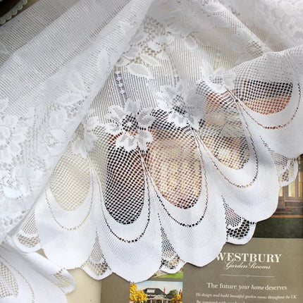 1pc White Lace Sheer Curtains Dining Room Kitchen Cafe Voile Valance Short Curtain Window Treatment Door Curtain Drapes