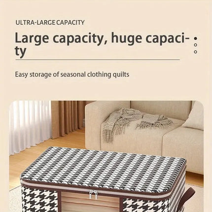 Visible Large Capacity Storage Box Portable Household Clothes Organizer With Handles Foldable Dustproof Quilt Zipper Container