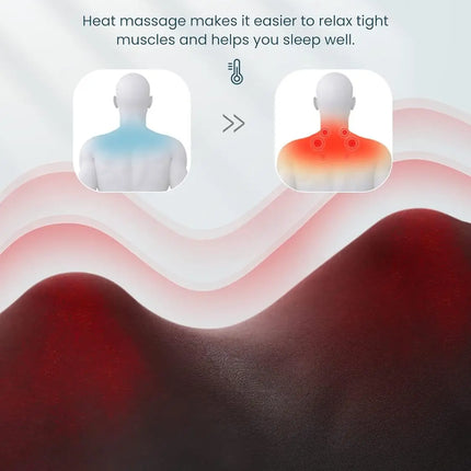 Shiatsu Neck and Shoulder Massager Heated Back Massager U Shape Deep Kneading Electric Massage Pillow For Neck Waist Leg Body