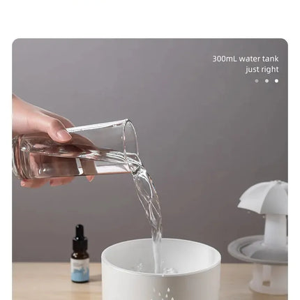 Colorful Rain Drop Aroma Diffuser with Rotating Water Mist 300ml Ultrasonic Humidifier/Remote Control/Timer/LED Light