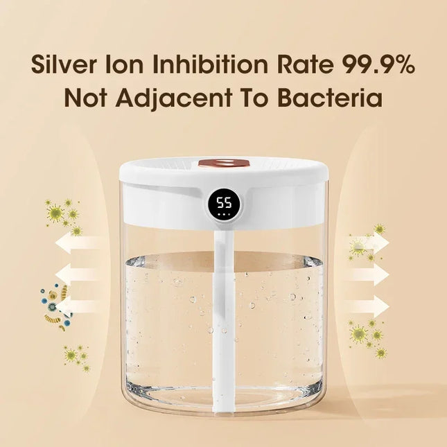 Dual Nozzle Humidifier Multifunctional Household Atomizer 2L Night Light Intelligent Digital Display Bedroom Office Fresh Air