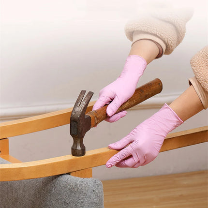 50PCS Pink Nitrile Disposable Gloves Household Gloves for Cleaning Kitchen Cooking Beauty Nail Hair Dye Tattoo Latex Powder Free