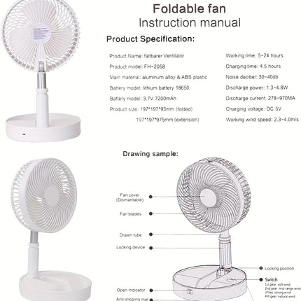 Retractable Fan USB Charging Folding Portable Mini Electric Fan Dormitory Outdoor Cooling Appliances Adjustable Home Fans