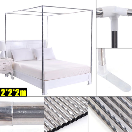 4 Corner Stainless Steel Bedding Canopy Frame Post Mosquito Netting Bracket Tool