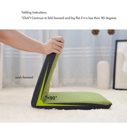 Home Office Floor Chair Folding Multiangle Portable Floor Seat with Adjustable Backrest, Low Folding Chair with Sponge Filling