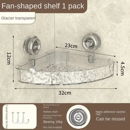 New Bathroom Shelf Corner Space Shower Room Suction Cup Bathroom Storage Shelf Basket Home Storage Organizer Shelf Decorative