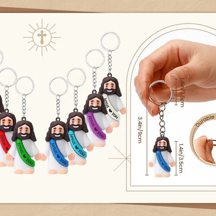 24-120 PCS Little Jesus Keychain Jesus Loves You Figures Mini Jesus Figures in Bulk For Church Baptism Gift Easter Egg Stuffers