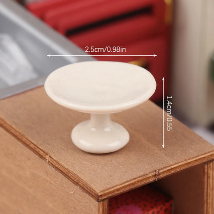 1:12 Dollhouse Miniature Ceramic Fruit Dish Plate Tall Tray Cake Plate Model Kitchen Accessories For Doll House Decor Toys Gift