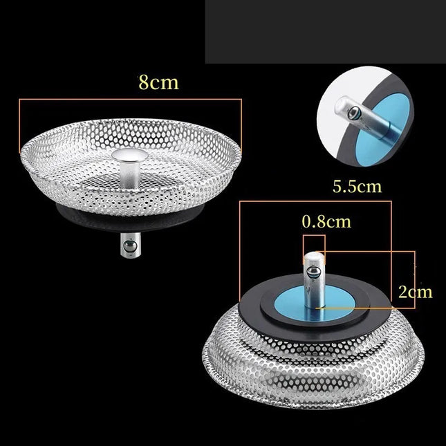 Waste Plug Sink Strainer Stainless Steel Basin Drain Filter  Shower Floor Sewer Mesh Hair Catcher Kitchen Bathroom Accessories