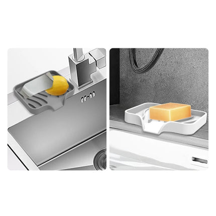 1-Pack Silicone Drain Soap Box Kitchen Bathroom Anti-slip Sink Tray Creative Washing Table Soap Tray Free Punch Drain Rack