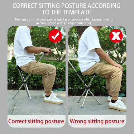 Lightweight Cane With Seats Height Adjustables 3 Legged Lightweight Folding Cane Versatile Stable Walking Stick For Elderly