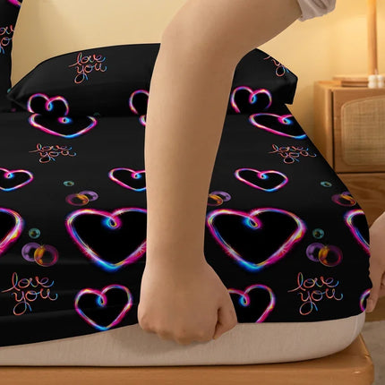 1 piece of heart flashing emotion patterned frosted bedsheet, bedroom printed bedspread, bedding (excluding pillowcases)