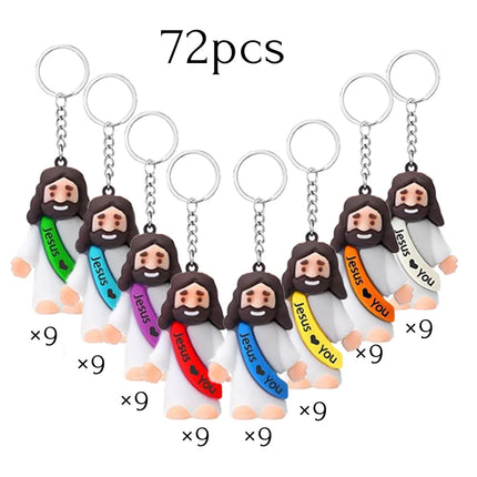 24-120 PCS Little Jesus Keychain Jesus Loves You Figures Mini Jesus Figures in Bulk For Church Baptism Gift Easter Egg Stuffers