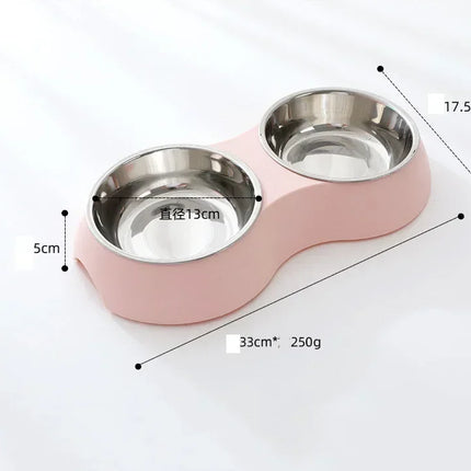 Double Pet Food Bowl Stainless Steel Drinkware Pet Drinking Food Dog Food Puppy Feeding Supplies Kitten Food Water Accessories
