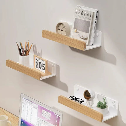 Wooden Wall-Mounted Bathroom Storage Shelf