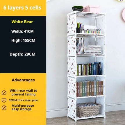 Simple Bookshelf Floor To Ceiling Dormitory Space Saving Home Storage Rack Wear-resistant Rack Multifunctional Storage Cabinet