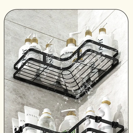 Bathroom Triangle Iron Shelf No Drill Metal Corner Shelf Kitchen Bathroom Accessories Storage Rack Shampoo Storage Rack