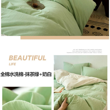 2025 New All-cotton Quilt Cover Class A Yarn-dyed Washed Cotton Single Bed Cover Solid Light Blue Breathable Bedding 220x240
