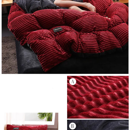 3pcs duvet cover Winter Warm Bedding sets Double Quilt Cover king Twin queen size bed thick Flano Coral Fleece with pillowscase