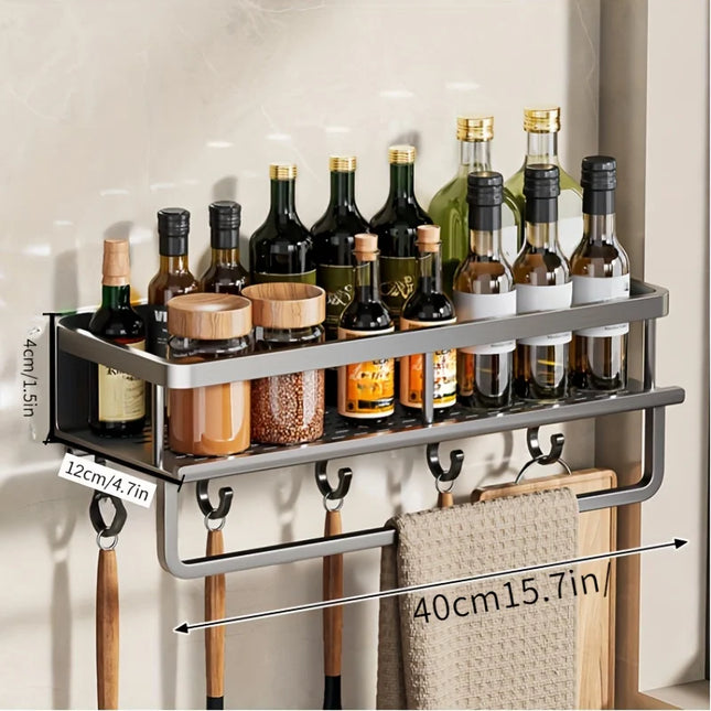 Aluminum Wall-Mounted Kitchen Spice Rack