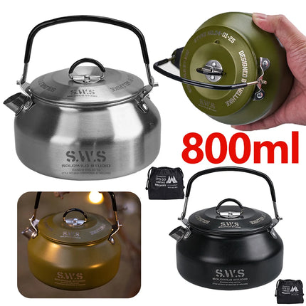 0.8L Stainless Steel Portable Camping Kettle