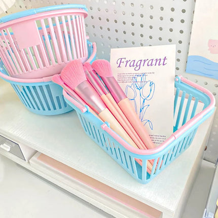 New Plastic Basket Organizer Portable Shopping Storage Box Desktop Sundries Toy Fruit Stationery Organizer Home Storage Baskets