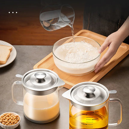 GIANXI Glass Oil Filter Kitchen Seasoning Tank Oil Tank Impurity Separator Fine Mesh Oil Filter Container Cooking Tool