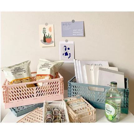 Plastic Foldable Storage Crate Stackable Organizer Box