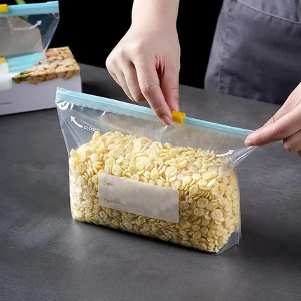 10Pcs Reusable Zipper Bag Stand Up Zip Shut Plastic Freezer Bag Fruit Vegetable Ziplock Kitchen Food Storage Organizer Pouch