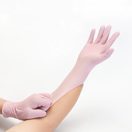 50PCS Pink Nitrile Disposable Gloves Household Gloves for Cleaning Kitchen Cooking Beauty Nail Hair Dye Tattoo Latex Powder Free