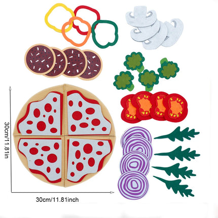 Montessori Pizza Puzzle Toys Simulated Food Toy Pretend Play Pizza Felt Kitchen Play Set for Toddlers And Kids Ages 3+