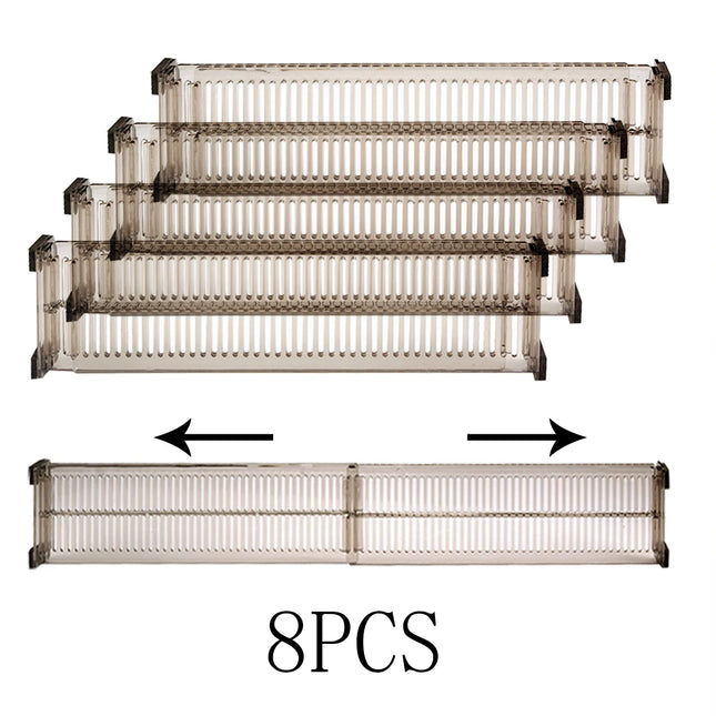 8Pcs Adjustable Plastic Drawer Divider, Organizer Separator for Underwear, Socks, Home Storage Cabinet, Expandable Grid