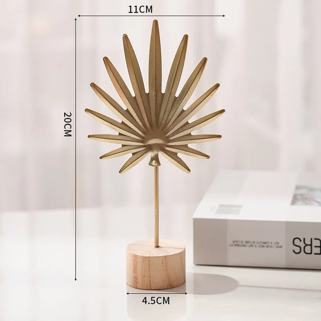 Golden Ginkgo Leaf Metal Figurine Handmade Desk