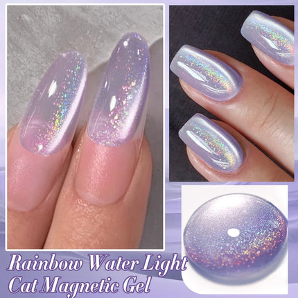 BORN PRETTY 10ml Rainbow Purple Water Light Cat Magnetic Gel Nail Polish Shining Sliver-light Holographics Semi Permanent UV Gel
